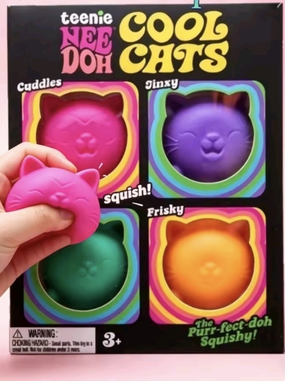 Teenie Nee Doh Cool Cats Squishy Toy Pack - Pink